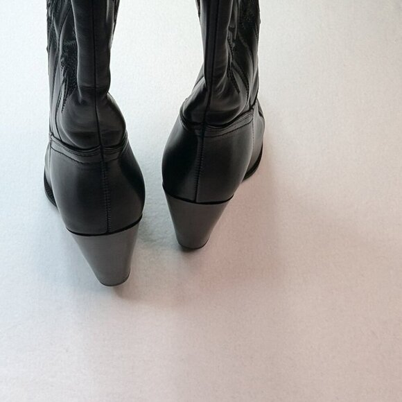 ISNOM Cowgirl Embroidered, Pointed Toe, Chunky Heel Boots Size 7 - Picture 4 of 14